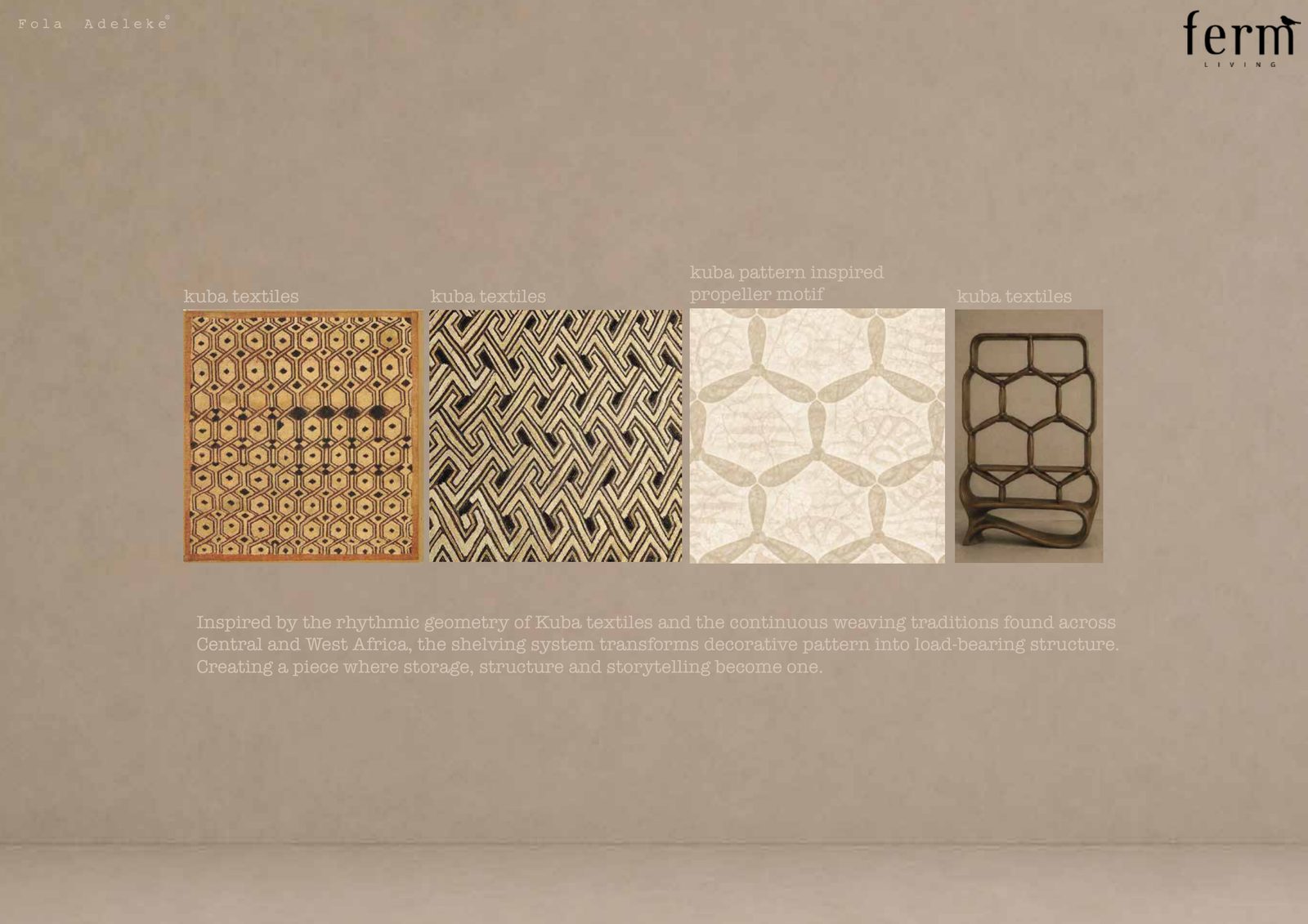 Kuba textile patterns beside the Kuba Shelf they inspired